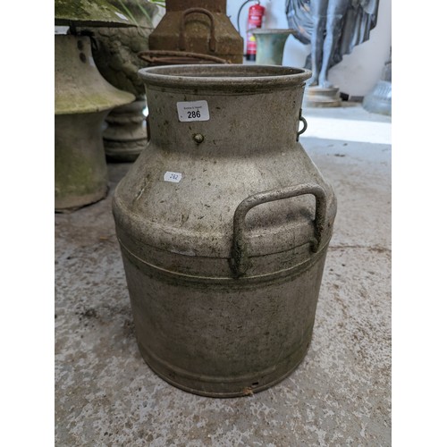 286 - Three various milk churns. Tallest 67cm.