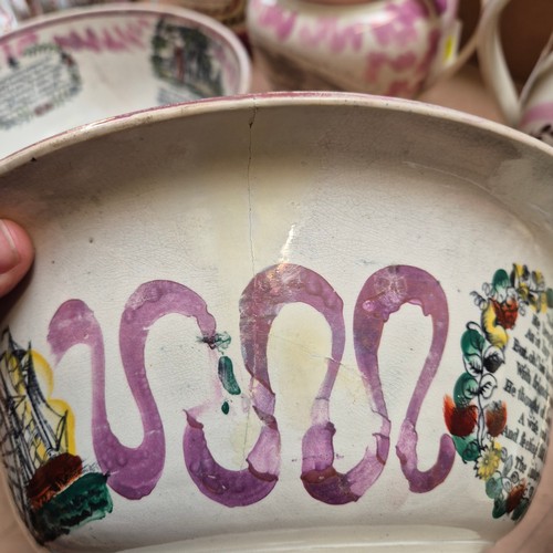 831 - A mid-19th century Sunderland lustre bowl, various narrative descriptions, 