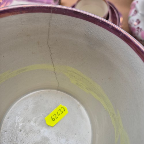 836 - A group of Victorian Sunderland lustre ware ceramic items, to include a teapot with associated lid, ... 