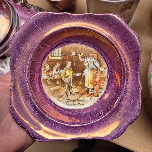 836 - A group of Victorian Sunderland lustre ware ceramic items, to include a teapot with associated lid, ... 