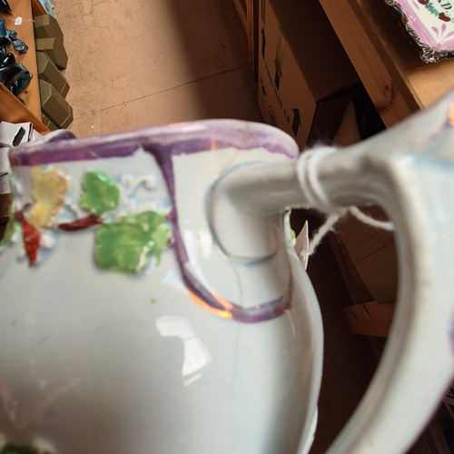 836 - A group of Victorian Sunderland lustre ware ceramic items, to include a teapot with associated lid, ... 