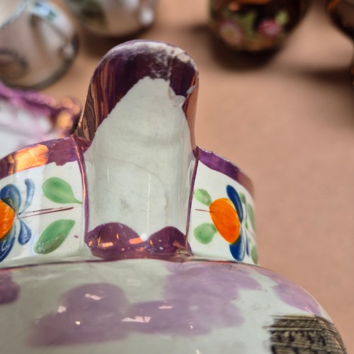 840 - A group of Sunderland lustre and lustre ware ceramic jugs, various sizes and motifs, largest height ... 