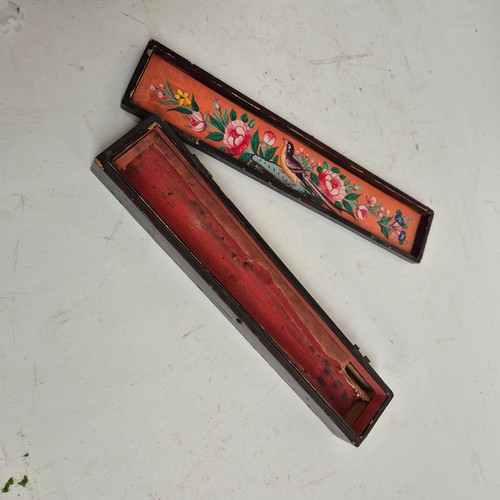 178 - A Chinese Mandarin fan, having a double-sided polychrome leaf painted with figures in buildings and ... 