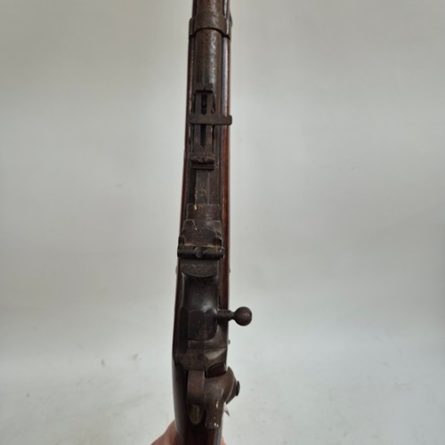 72 - An Antique bolt action rifle, various touch marks but no maker's marks, no. to the barrel 1867, impr... 