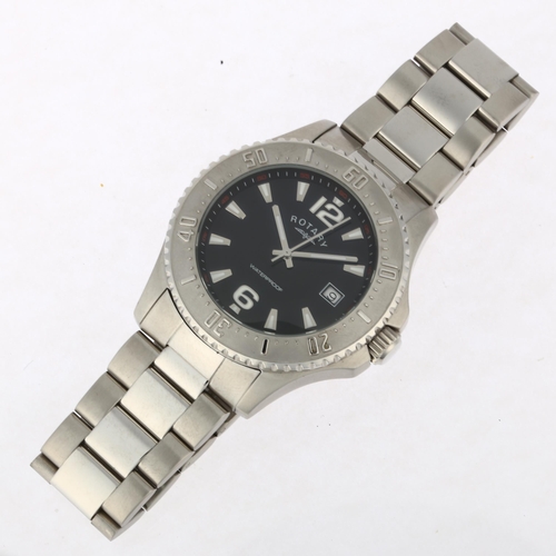 1057 - ROTARY - a stainless steel quartz calendar bracelet watch, ref. GB00025/04, black dial with luminous... 