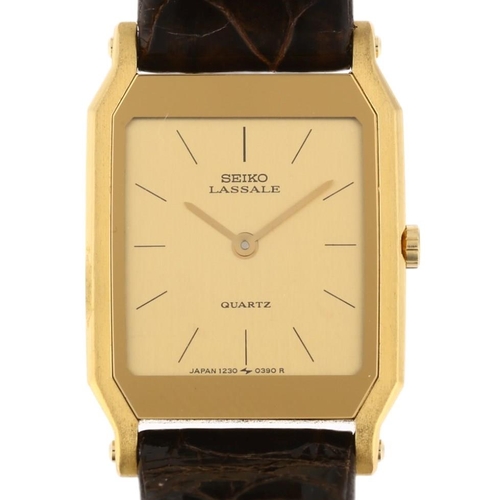 1065 - SEIKO - a lady's gold plated stainless steel Lassale quartz wristwatch, ref. 1230-5289, champagne di... 