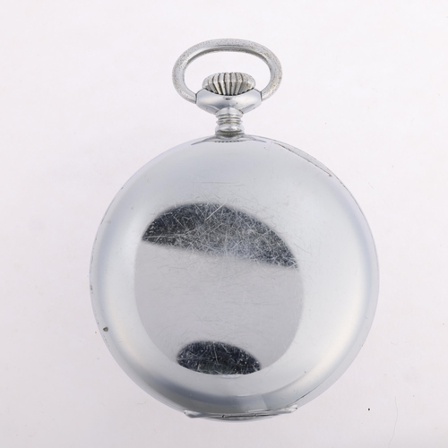 1088 - ZODIAC - an early 20th century nickel-cased open-face keyless pocket watch, silvered dial with Arabi... 