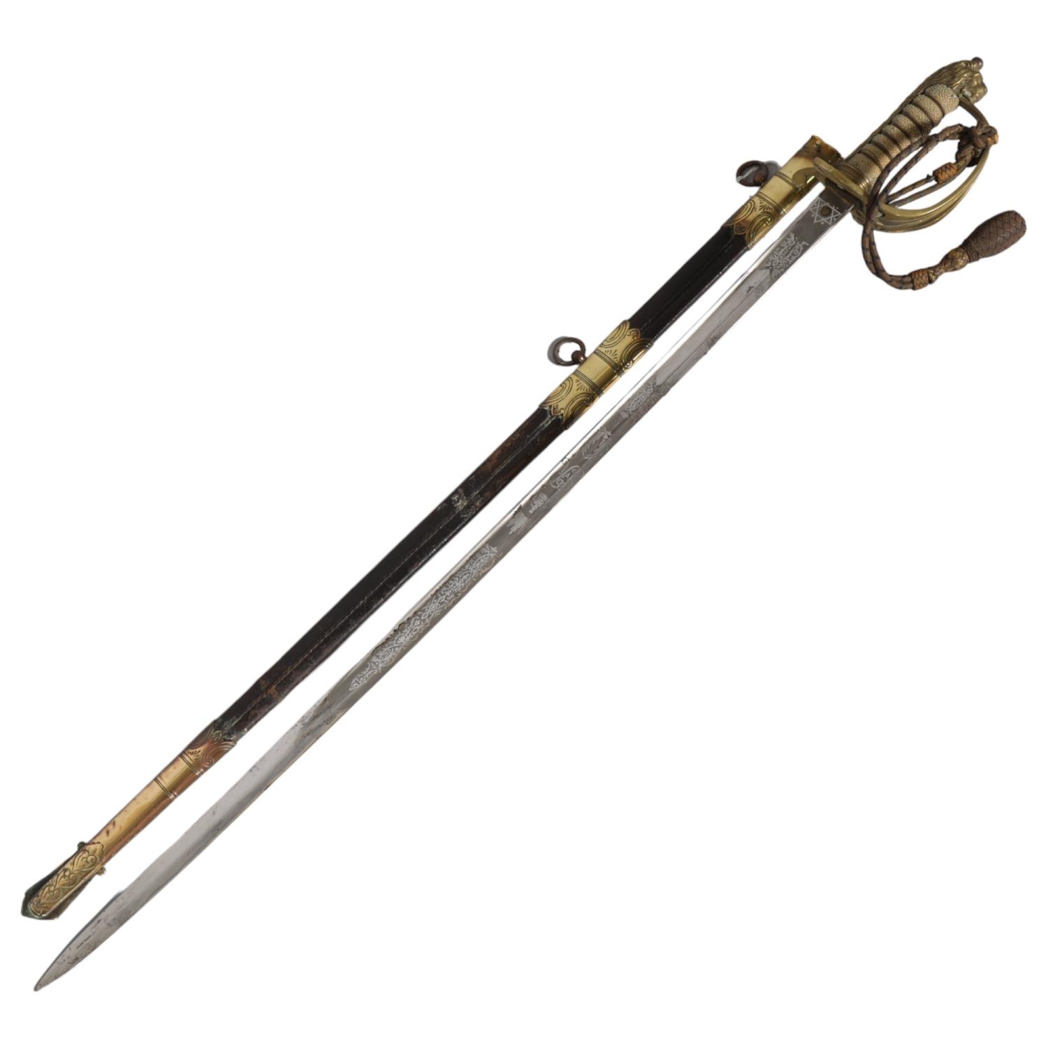 Royal Navy Officer's dress sword, with shagreen and brass hilt, Army ...