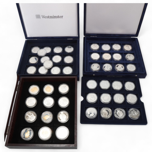 245 - 50 silver commemorative British and Commonwealth coins, all in original capsules and in presentation... 