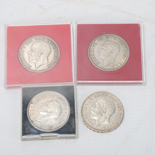 247 - A George V 1927 Wreath Crown, in capsule together with a George V 1937 crown and 2 George VI 1937 cr... 