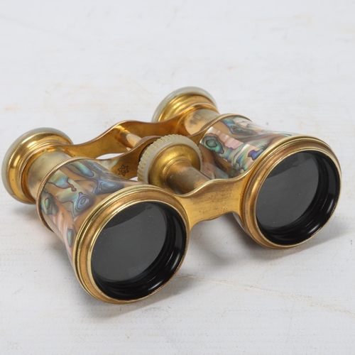 249 - Pair of 19th century gilt-brass and abalone opera glasses