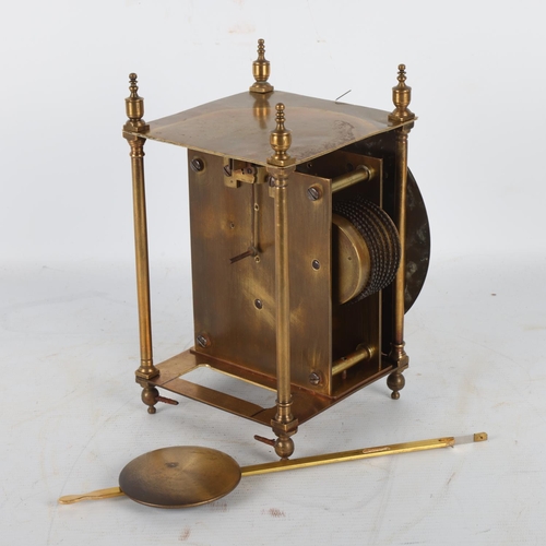 255 - A brass lantern clock, 8-day chain driven single fusee movement, height 21cm, with pendulum