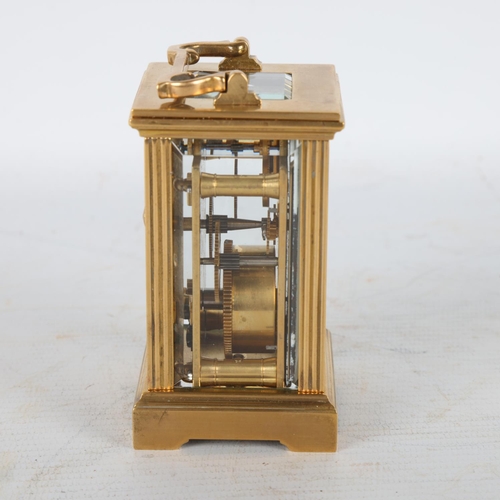 257 - Miniature French brass-cased carriage clock, height 8.5cm