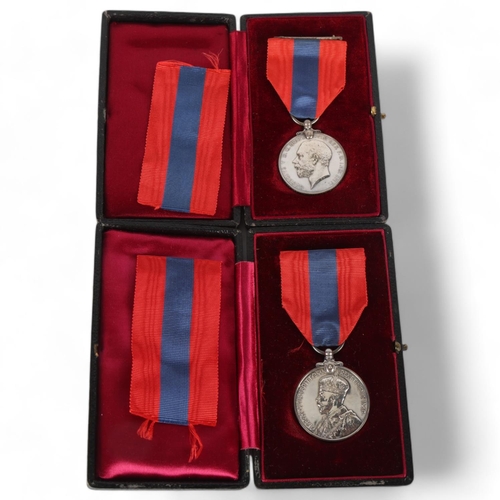 270 - 2 George V medals for Faithful Service, cased