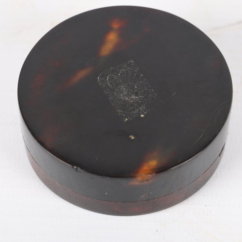 273 - 19th century circular tortoiseshell snuffbox, diameter 6.5cm