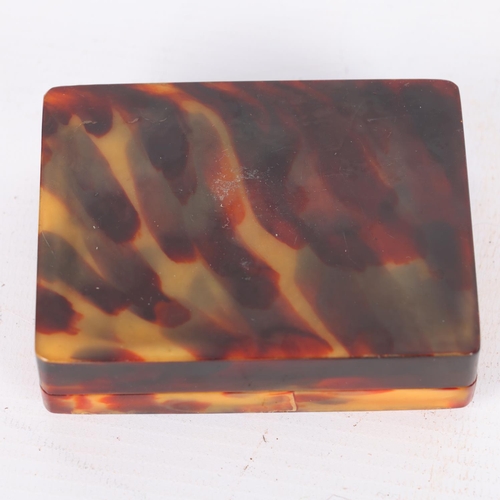 275 - 19th century rectangular tortoiseshell and pique inlaid box, 8.5cm x 6.5cm