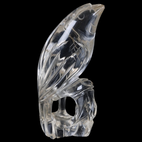 277 - A carved rock crystal exotic bird, height 10cm