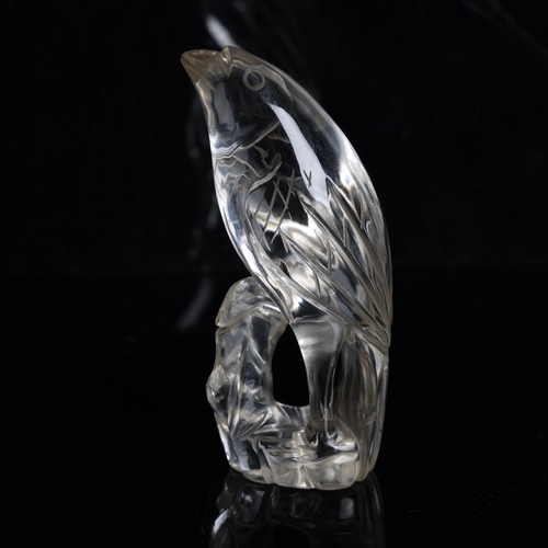 277 - A carved rock crystal exotic bird, height 10cm