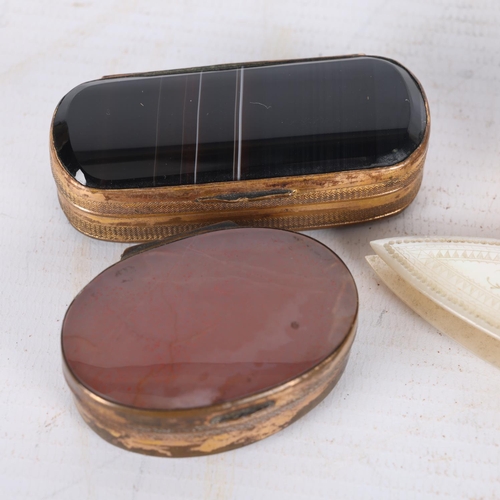 283 - 3 x 19th century novelty boxes, and a mother-of-pearl sewing bobbin (4)