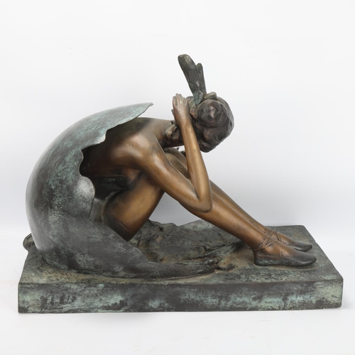 52 - After Bruno Zach (Austrian 1891 - 1935), Cholestrol, two-colour patinated bronze sculpture, length 5... 