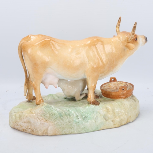 61 - Meissen porcelain cow and calf, length 20.5cm