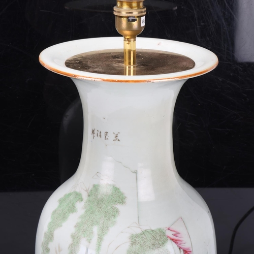 72 - A Chinese porcelain table lamp, height to rim 47cm