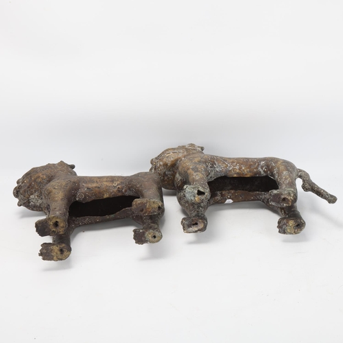 75 - A pair of African bronze leopard figures, probably 19th century, length approx 30cm, height 26cm