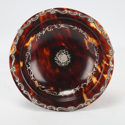 85 - A George V tortoiseshell and silver-mounted tazza, by Mappin & Webb, hallmarks London 1913, diameter... 