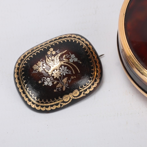 89 - A 19th century circular tortoiseshell box with domed top and bottom, unmarked gilt-metal edges, diam... 