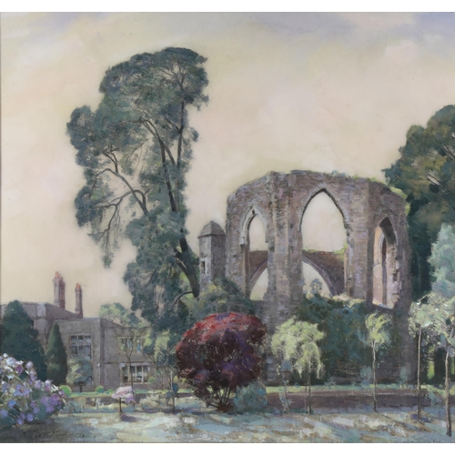 608 - William Thomas Wood (1877 - 1958), abbey ruins, watercolour, signed and dated 1937, 46cm x 48cm, fra... 