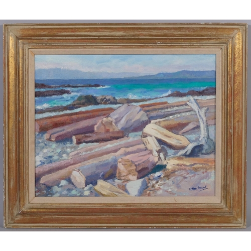 652 - William McDowell (1905 - c. 1988), shore scene, oil on canvas, signed, 40cm x 51cm, framed