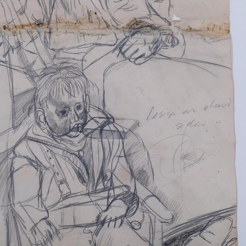 657 - John Bratby RA (1928 - 1992), Jean and David, pencil sketch, sheet size 95cm x 57cm, framed