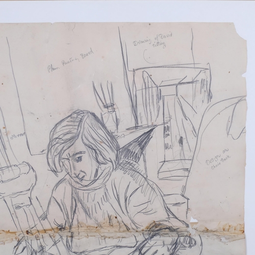 657 - John Bratby RA (1928 - 1992), Jean and David, pencil sketch, sheet size 95cm x 57cm, framed