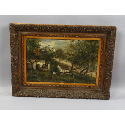 812 - Late 19th century French School, Namur Citadel, oil on canvas, indistinctly signed, 28cm x 46cm, fra... 