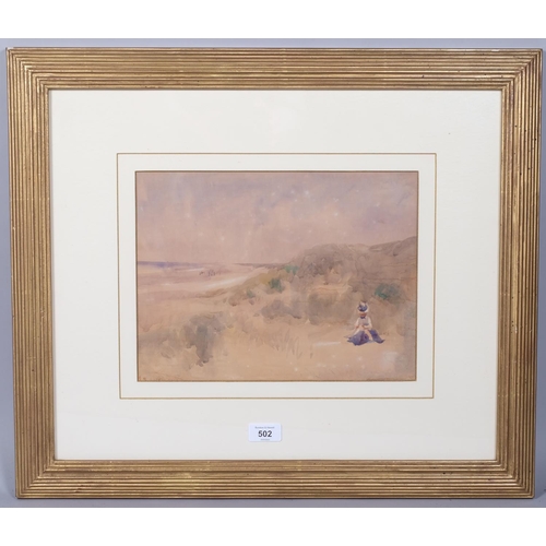 502 - Mary Sophie Ludlow, landscape near Climping Sussex, watercolour, signed, 24cm x 31cm, framed