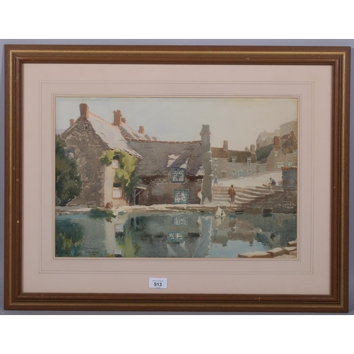 513 - John Mace (1889 - 1952), the mill pond Swanage, watercolour, signed, 32cm x 50cm, framed