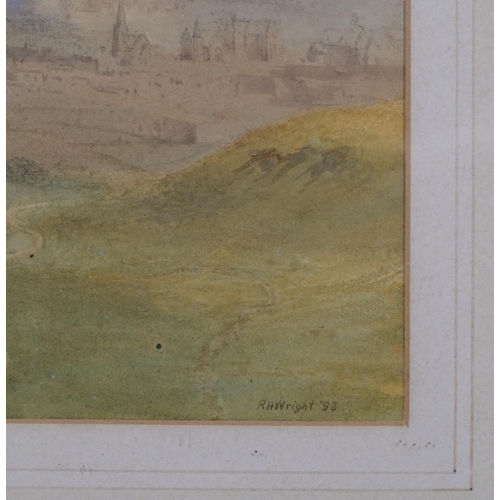 522 - Richard Henry Wright (1857 - 1930), extensive view of Edinburgh, watercolour, signed and dated '98, ... 