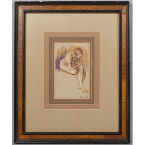 531 - Helen Kask, nude life study, coloured pastels, signed, 28cm x 18cm, framed