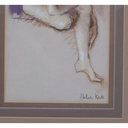 531 - Helen Kask, nude life study, coloured pastels, signed, 28cm x 18cm, framed