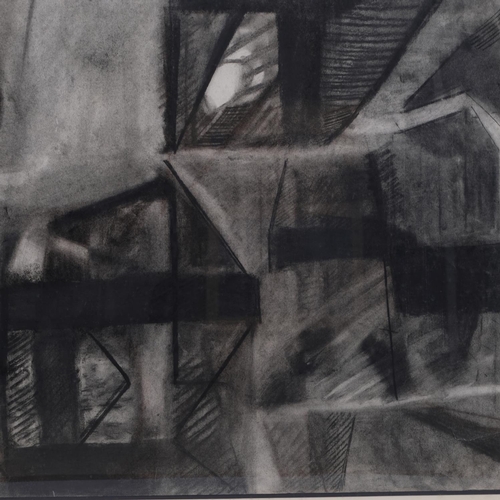 539 - Nicholas Ferguson, townscape, charcoal on paper, 1982, 57cm x 75cm, framed