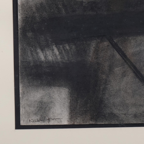 539 - Nicholas Ferguson, townscape, charcoal on paper, 1982, 57cm x 75cm, framed