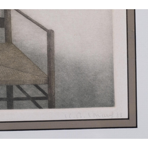 541 - Kyu-Baik Hwang (born 1932), Two Chairs, coloured etching, artist's proof, signed in pencil, plate 30... 