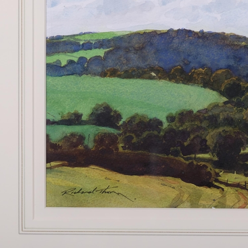 546 - Richard Thorn, Devon landscape, watercolour, signed, 23cm x 37cm, framed