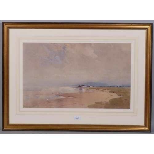 549 - Fred Tucker (active 1860 - 1935), shore scene, Dumfries, watercolour, signed with original label ver... 