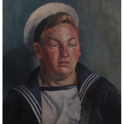 560 - Gerald French, portrait of a sailor, oil on board, signed and dated '53, 60cm x 37cm, framed