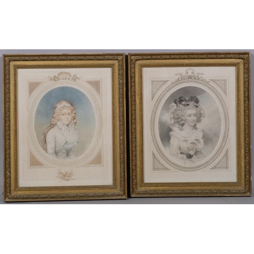 566 - 4 portraits of Gainsborough ladies, engravings, published 1908, framed, overall frame dimensions 40c... 