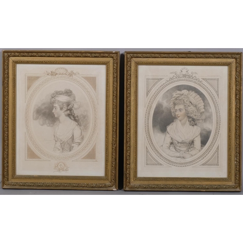 566 - 4 portraits of Gainsborough ladies, engravings, published 1908, framed, overall frame dimensions 40c... 