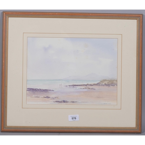 570 - Sandra Maze (Irish), scene on the Antrim coast, watercolour, signed, 24cm x 32cm, framed