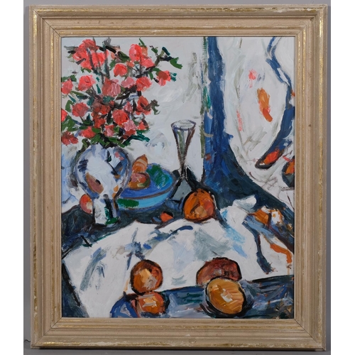 575 - Contemporary still life, oil on board, unsigned, 60cm x 50cm, framed