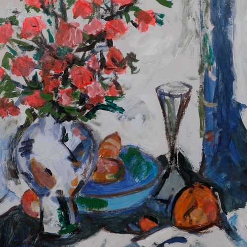 575 - Contemporary still life, oil on board, unsigned, 60cm x 50cm, framed